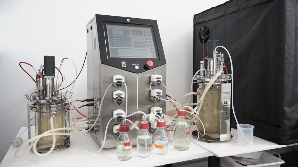 Bioreatores em operação — fermentação industrial em planta de biotecnologia