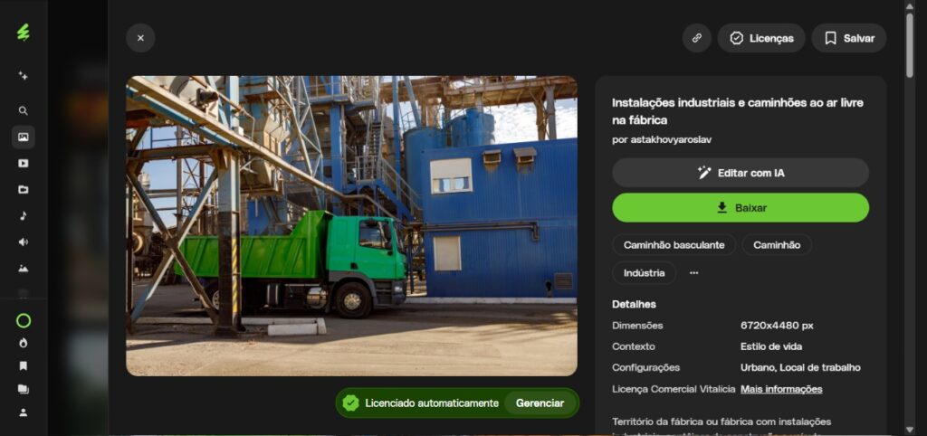 Caminhão e equipe de gestão ambiental industrial em operação licenciada