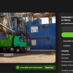 Caminhão e equipe de gestão ambiental industrial em operação licenciada